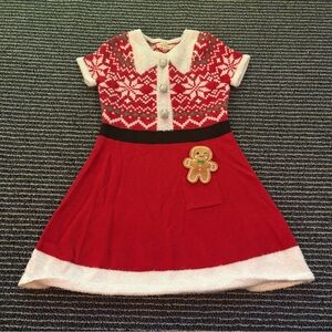 Margaux And Lexi Large 14 Girls Youth Christmas Dress Gingerbread Fuzzy